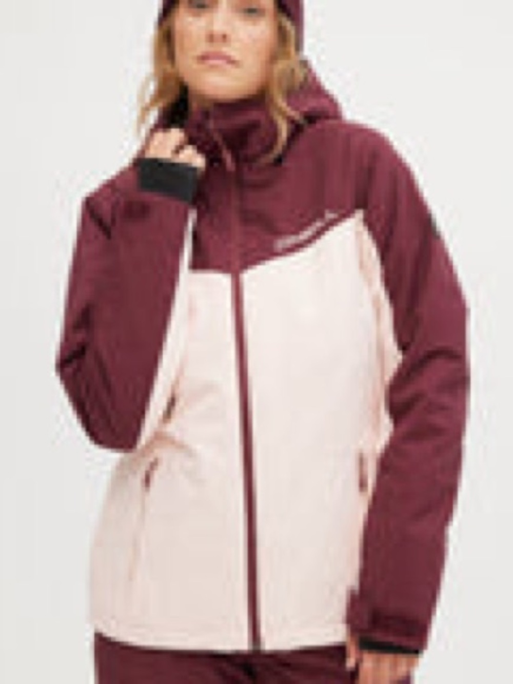 O'Neill Two-Tone Ski Jacket in Dusty Rose and Burgundy